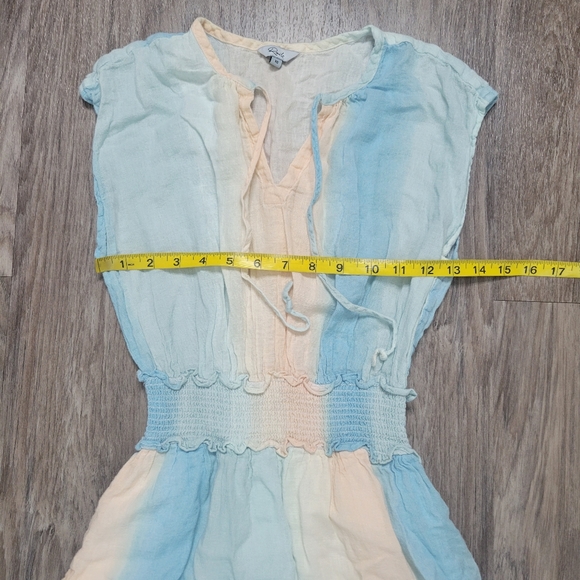 Rails Ashlyn Sunset Gradient Smocked Waist Linen Rayon Blend Dress Pastel XS - Picture 13 of 15